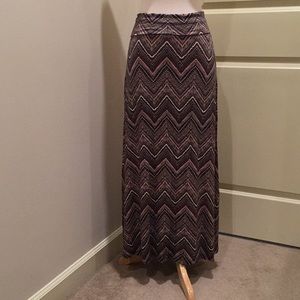 Purple black white peach maxi skirt
